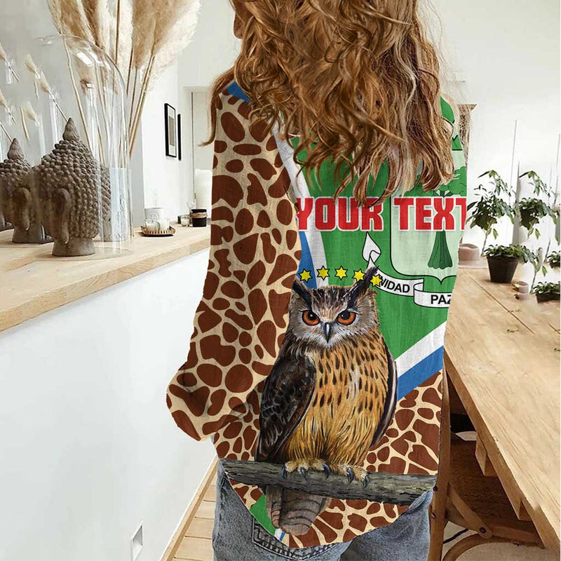 Equatorial Guinea Bubo Poensis Mix Giraffe Pattern Women Casual Shirt