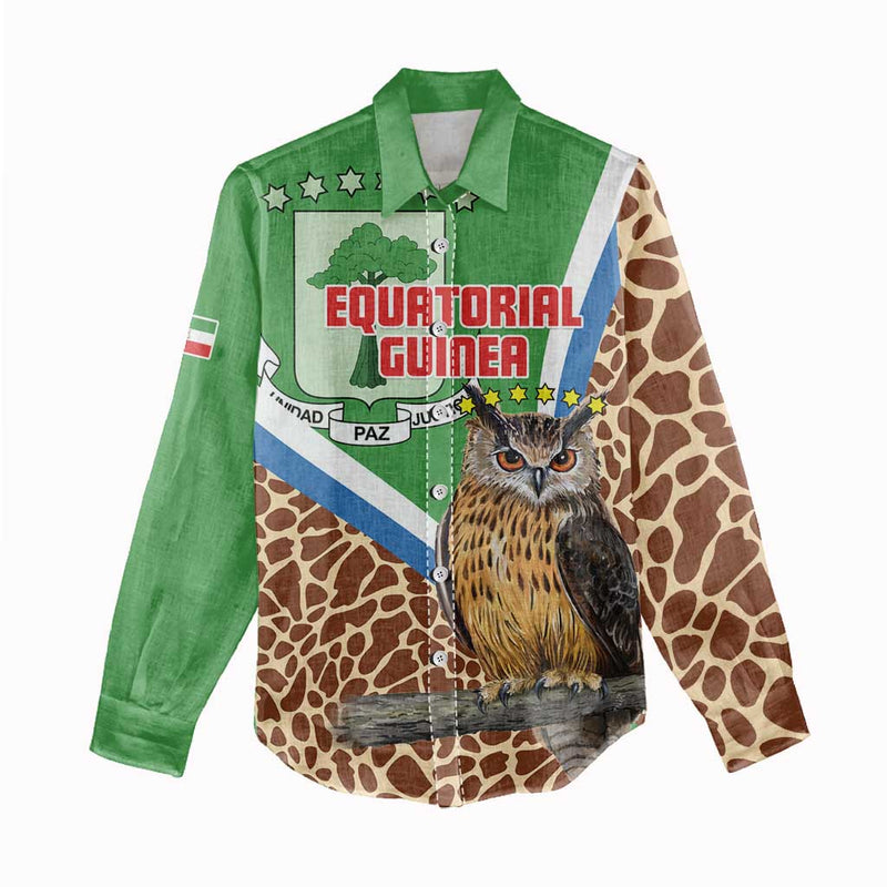 Equatorial Guinea Bubo Poensis Mix Giraffe Pattern Women Casual Shirt