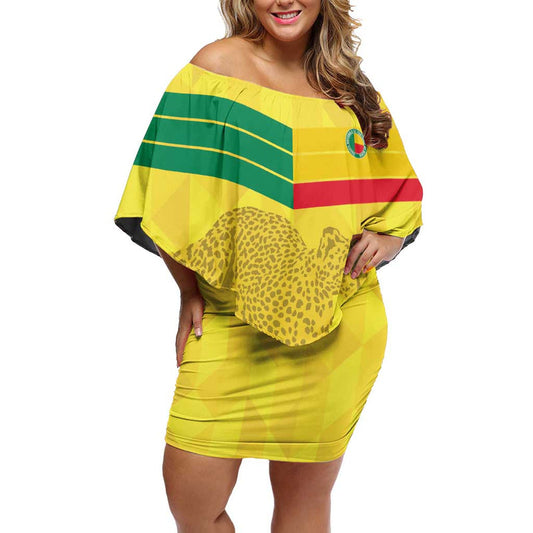Custom Benin Football Go Cheetahs Off Shoulder Short Dress