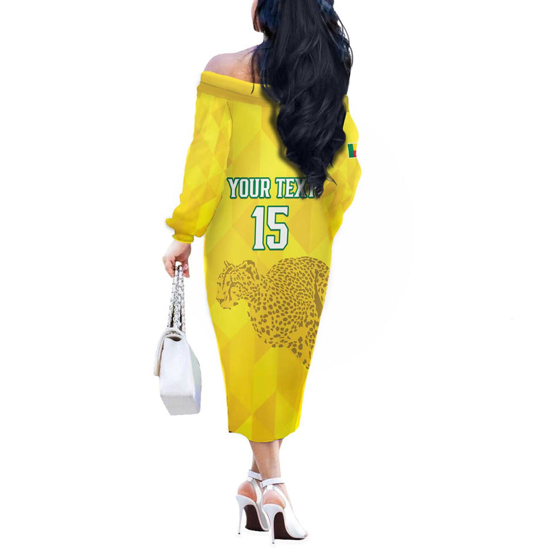 Custom Benin Football Go Cheetahs Off The Shoulder Long Sleeve Dress