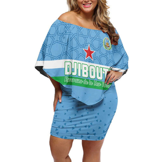 Custom Djibouti Football Come On Riverains De La Mer Rouge Off Shoulder Short Dress