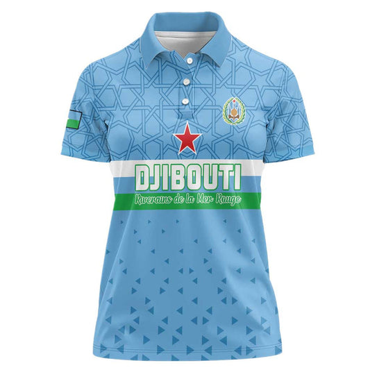 Custom Djibouti Football Come On Riverains de la Mer Rouge Women Polo Shirt