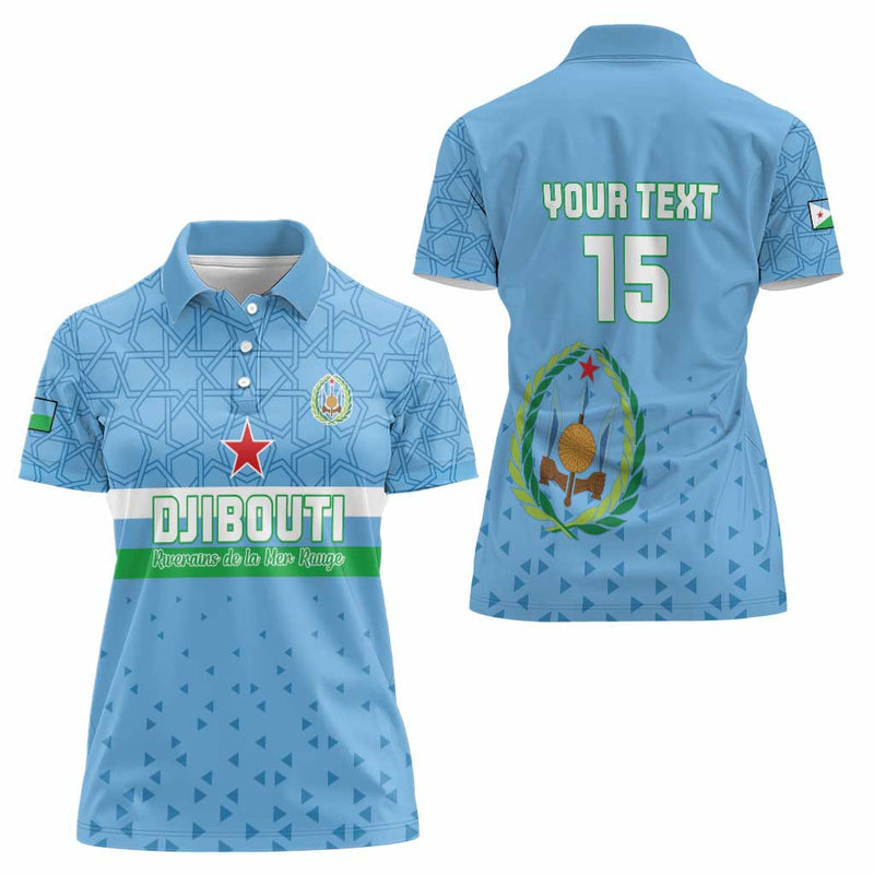 Custom Djibouti Football Come On Riverains de la Mer Rouge Women Polo Shirt