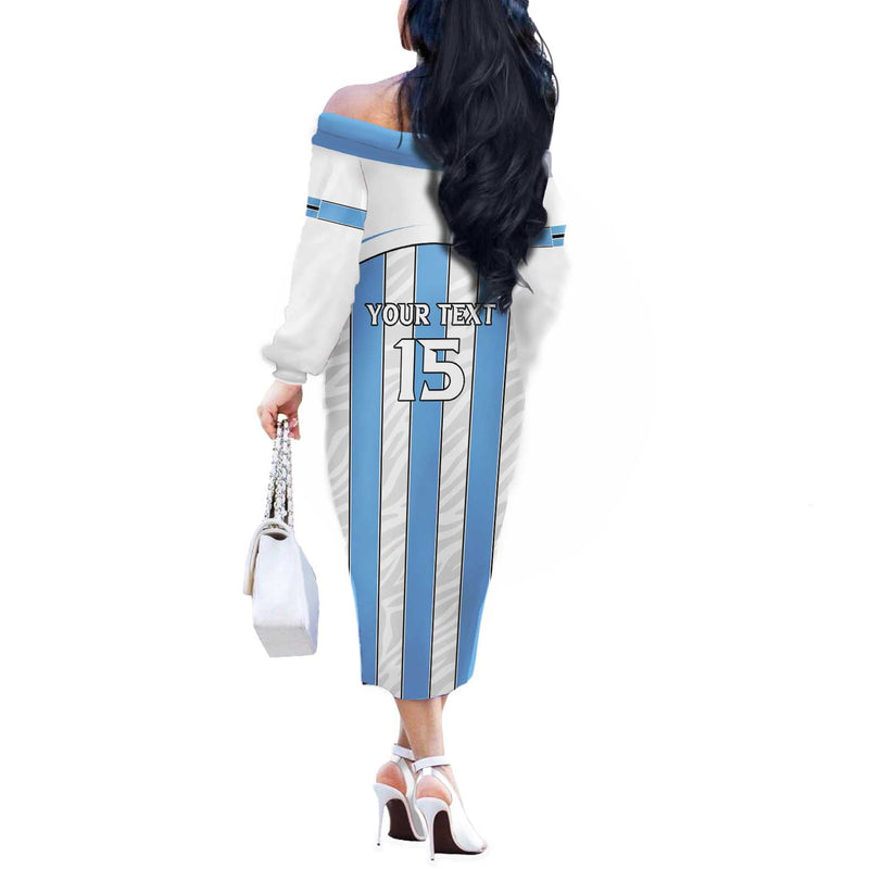 Custom Botswana Football Come On Zebras Off The Shoulder Long Sleeve Dress