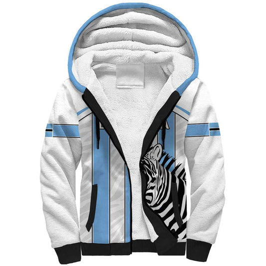 Custom Botswana Football Come On Zebras Sherpa Hoodie
