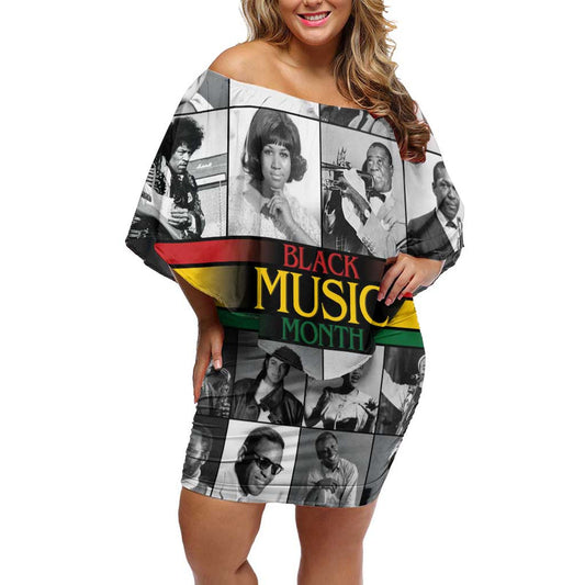 African-american Black Music Month Legends Tribute Off Shoulder Short Dress