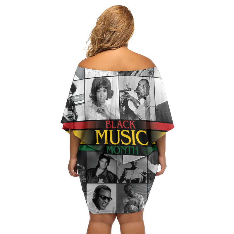 African-american Black Music Month Legends Tribute Off Shoulder Short Dress