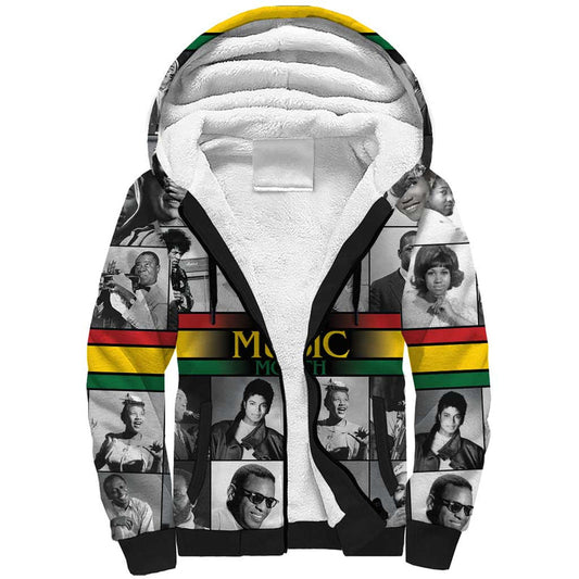 African-American Black Music Month Legends Tribute Sherpa Hoodie
