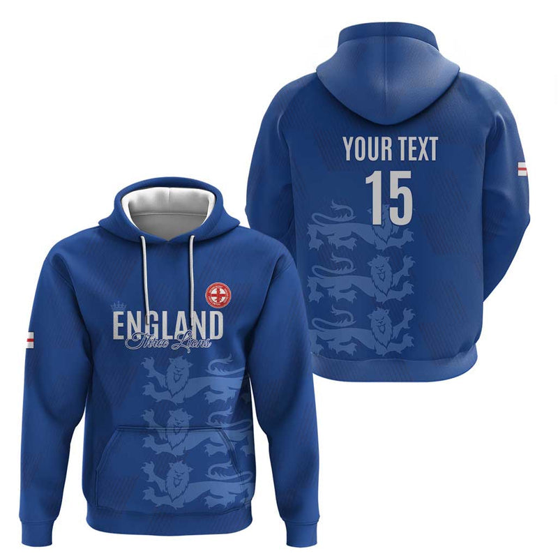 Custom England Cricket Go Three Lions - Blue Ver Hoodie