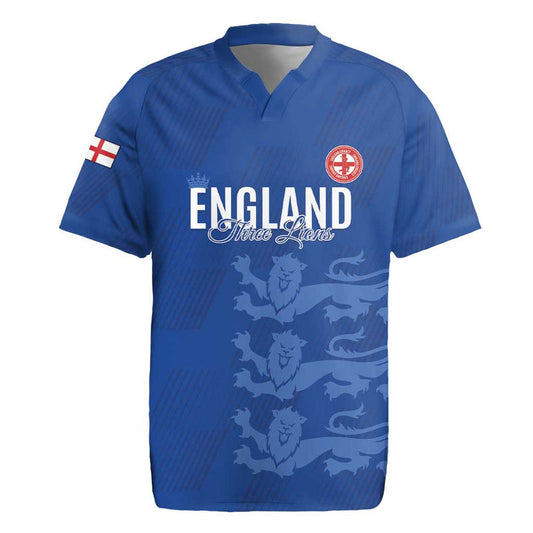 Custom England Cricket Go Three Lions - Blue Ver Rugby Jersey