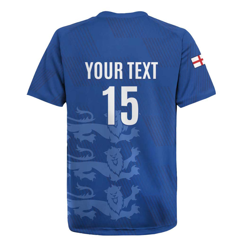 Custom England Cricket Go Three Lions - Blue Ver Rugby Jersey