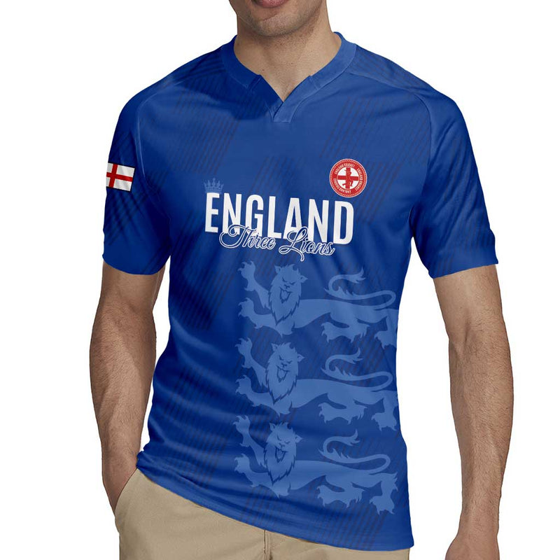 Custom England Cricket Go Three Lions - Blue Ver Rugby Jersey