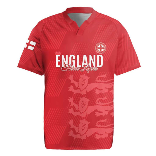 Custom England Cricket Go Three Lions - Red Ver Rugby Jersey