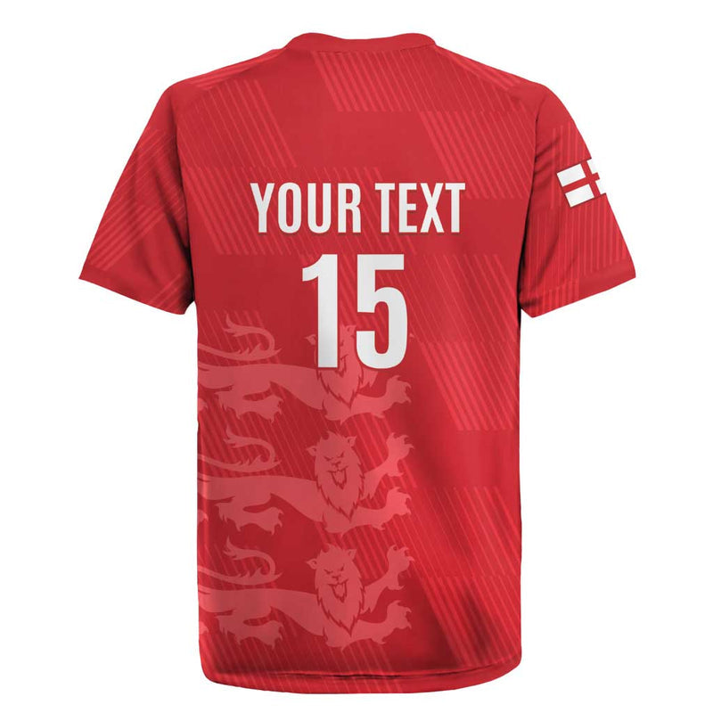 Custom England Cricket Go Three Lions - Red Ver Rugby Jersey
