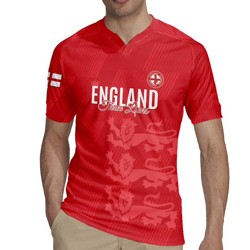 Custom England Cricket Go Three Lions - Red Ver Rugby Jersey