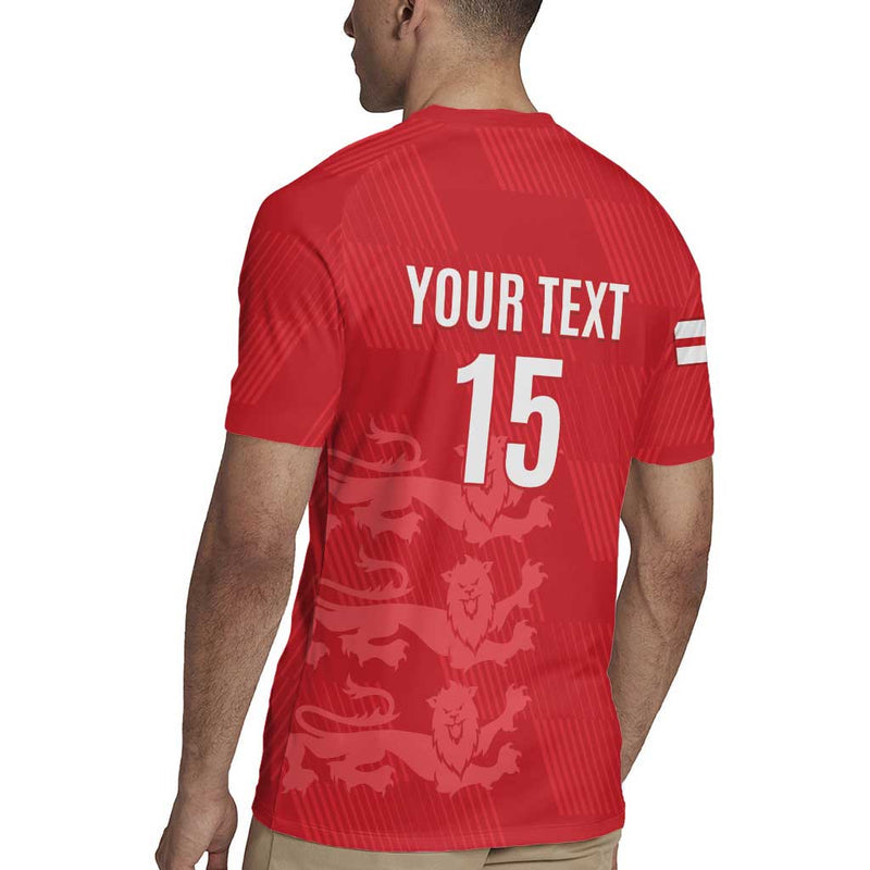 Custom England Cricket Go Three Lions - Red Ver Rugby Jersey