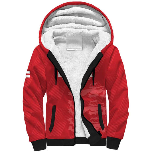 Custom England Cricket Go Three Lions - Red Ver Sherpa Hoodie