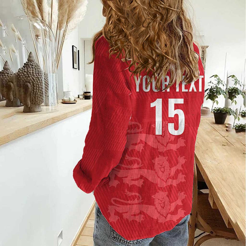 Custom England Cricket Go Three Lions - Red Ver Women Casual Shirt