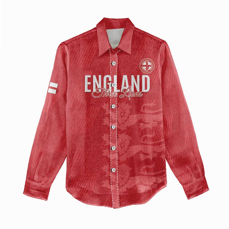Custom England Cricket Go Three Lions - Red Ver Women Casual Shirt