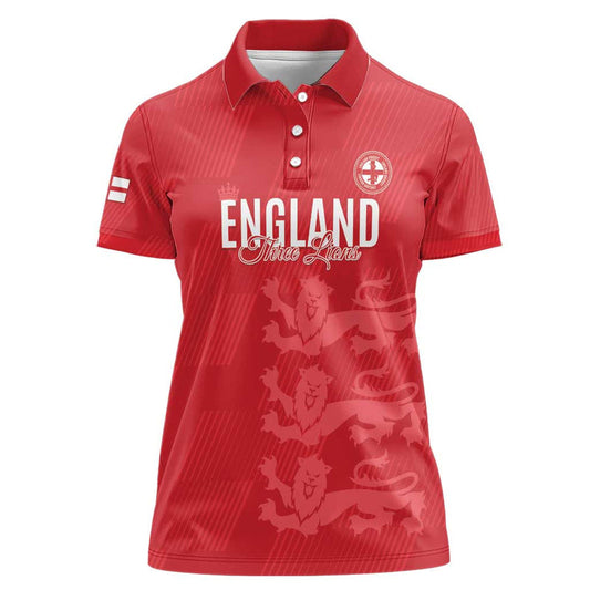 Custom England Cricket Go Three Lions - Red Ver Women Polo Shirt