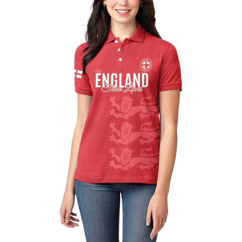 Custom England Cricket Go Three Lions - Red Ver Women Polo Shirt