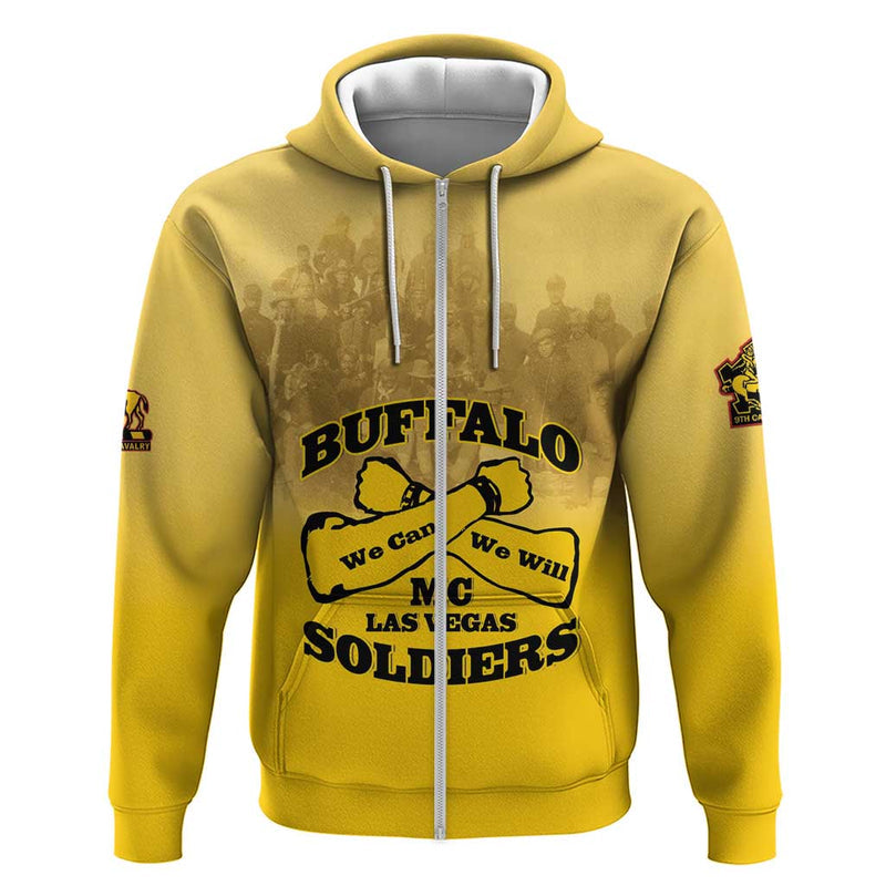 African American Buffalo Soldier We Can We Will - Yellow Hoodie