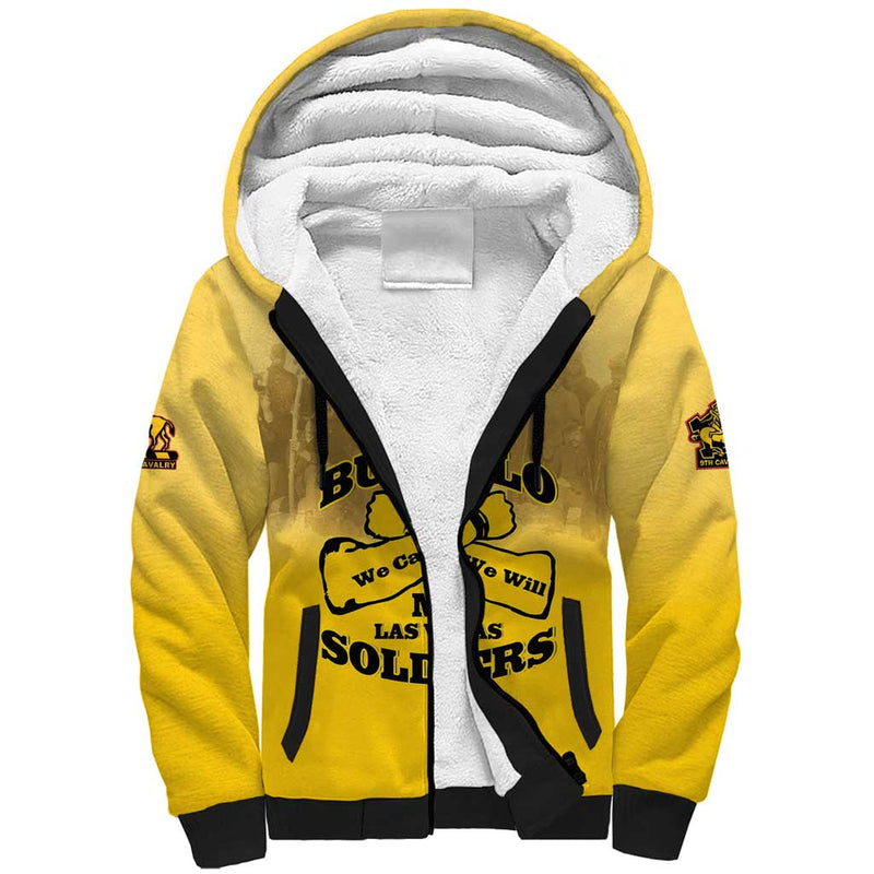 African American Buffalo Soldier We Can We Will - Yellow Sherpa Hoodie