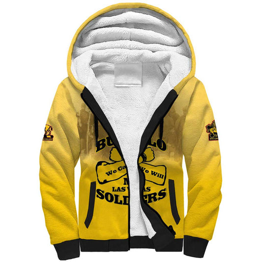African American Buffalo Soldier We Can We Will - Yellow Sherpa Hoodie