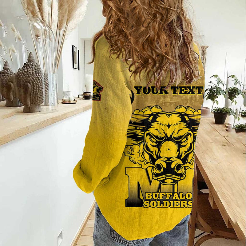 African American Buffalo Soldier We Can We Will - Yellow Women Casual Shirt