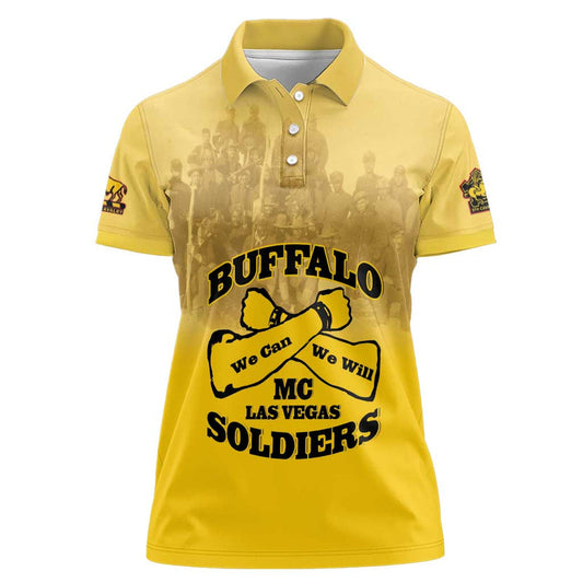African American Buffalo Soldier We Can We Will - Yellow Women Polo Shirt