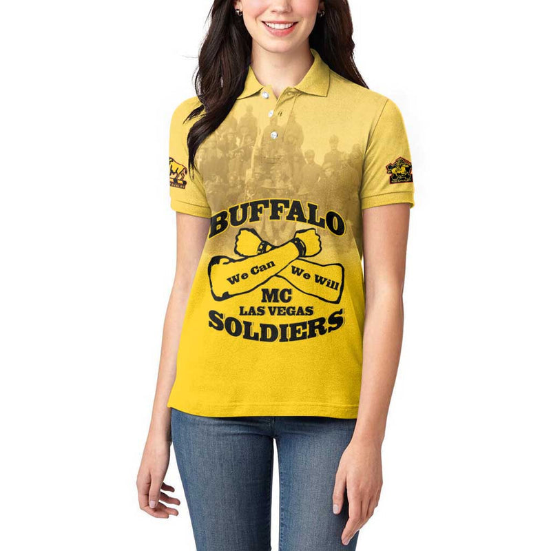 African American Buffalo Soldier We Can We Will - Yellow Women Polo Shirt