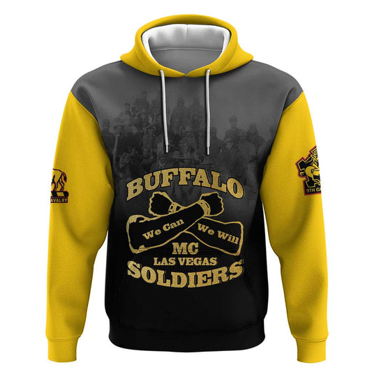 African American Buffalo Soldier We Can We Will - Black Hoodie