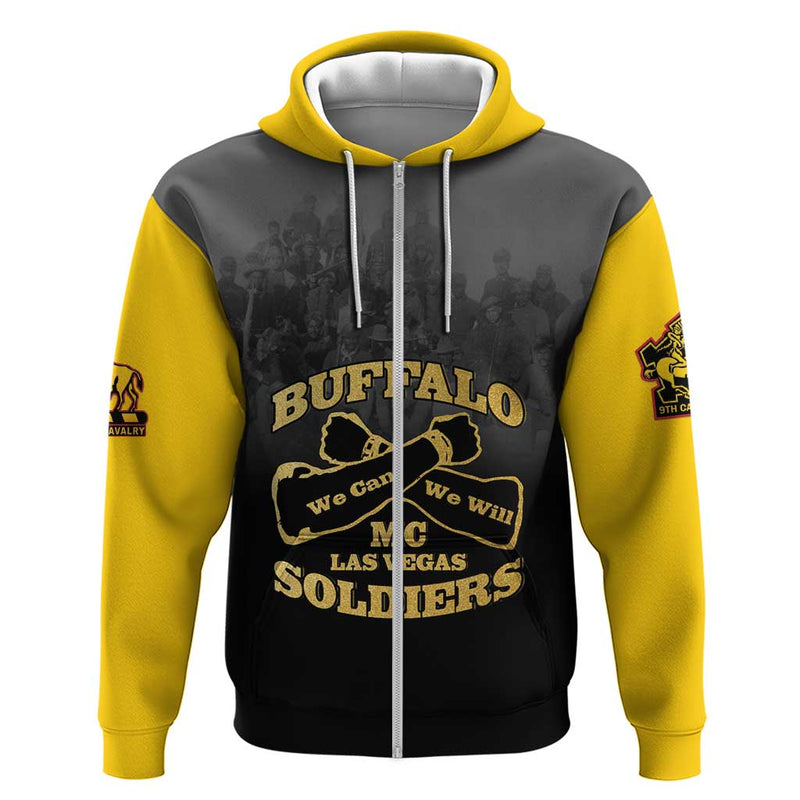 African American Buffalo Soldier We Can We Will - Black Hoodie