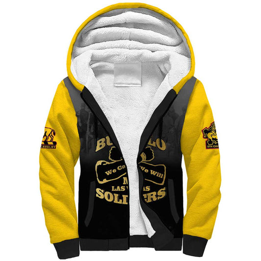 African American Buffalo Soldier We Can We Will - Black Sherpa Hoodie