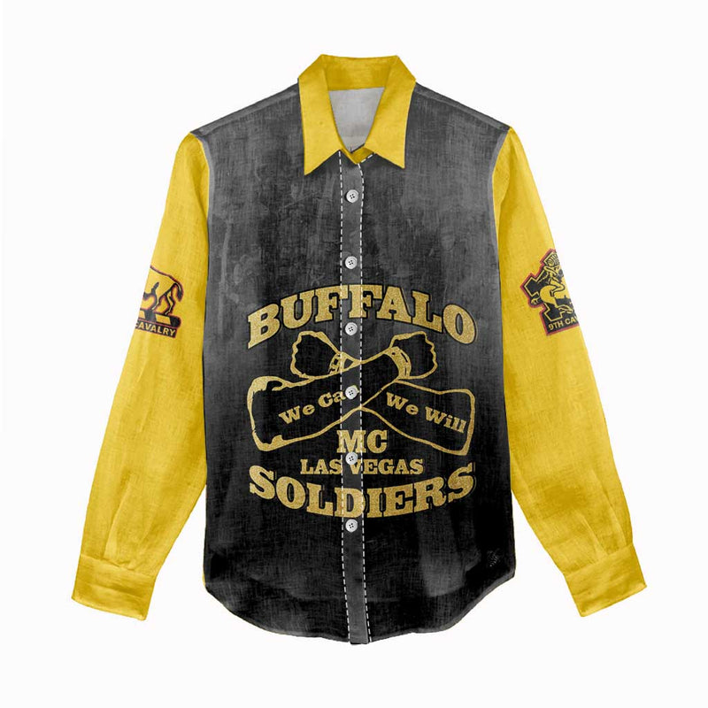 African American Buffalo Soldier We Can We Will - Black Women Casual Shirt