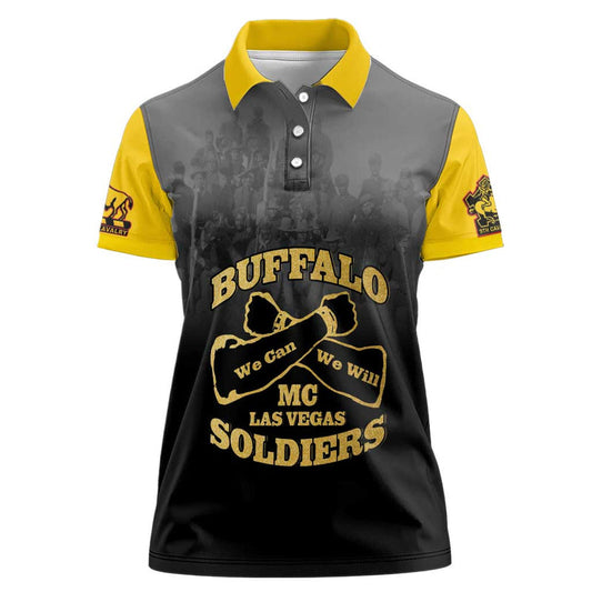 African American Buffalo Soldier We Can We Will - Black Women Polo Shirt