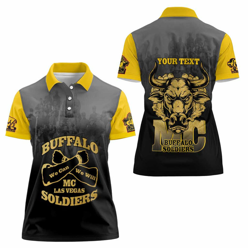 African American Buffalo Soldier We Can We Will - Black Women Polo Shirt