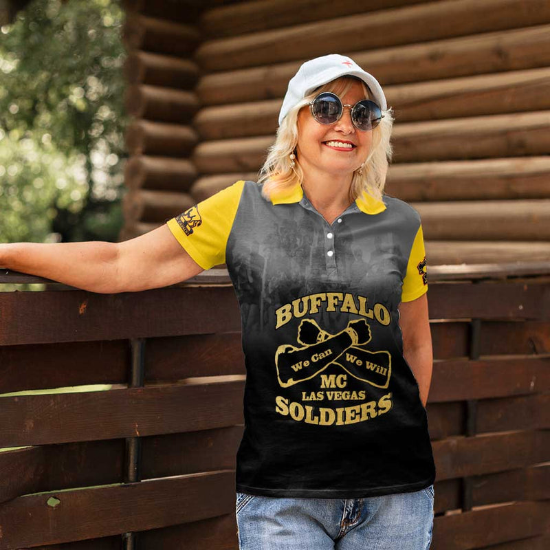 African American Buffalo Soldier We Can We Will - Black Women Polo Shirt