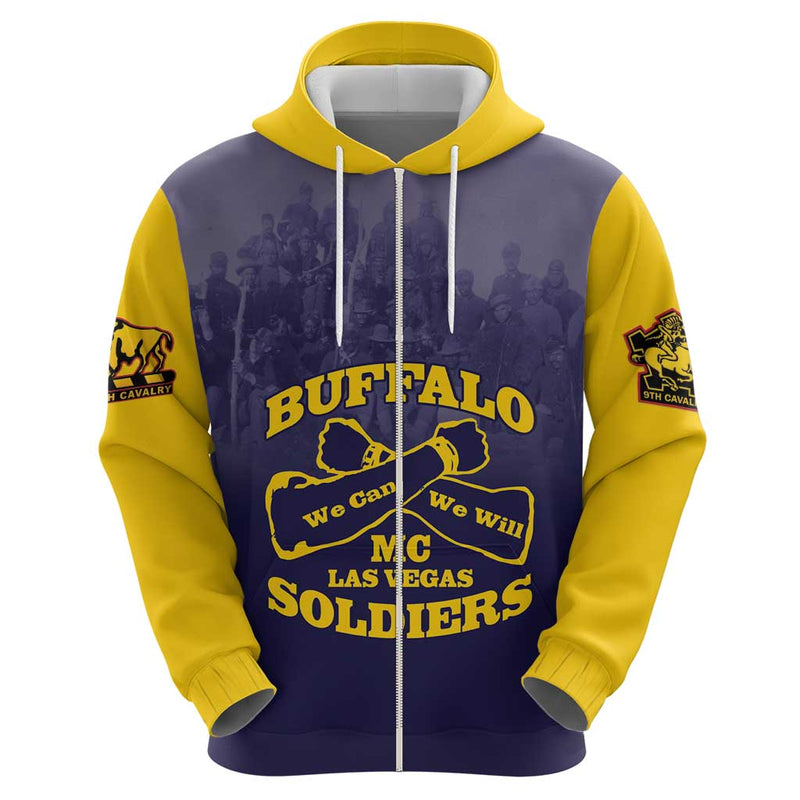 African American Buffalo Soldier We Can We Will - Navy Blue Hoodie