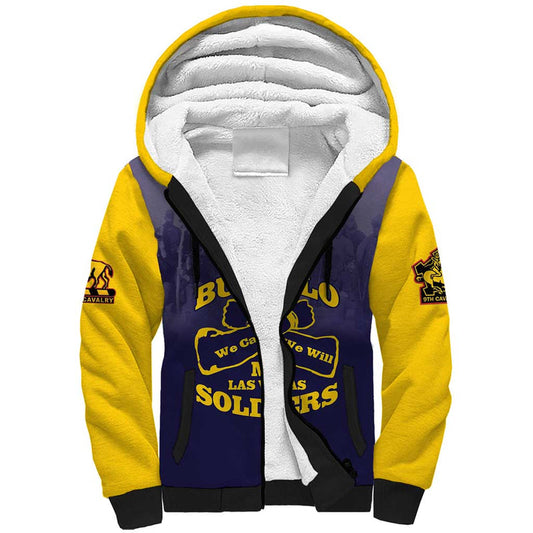 African American Buffalo Soldier We Can We Will - Navy Blue Sherpa Hoodie