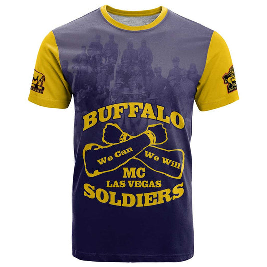 African American Buffalo Soldier We Can We Will - Navy Blue T Shirt