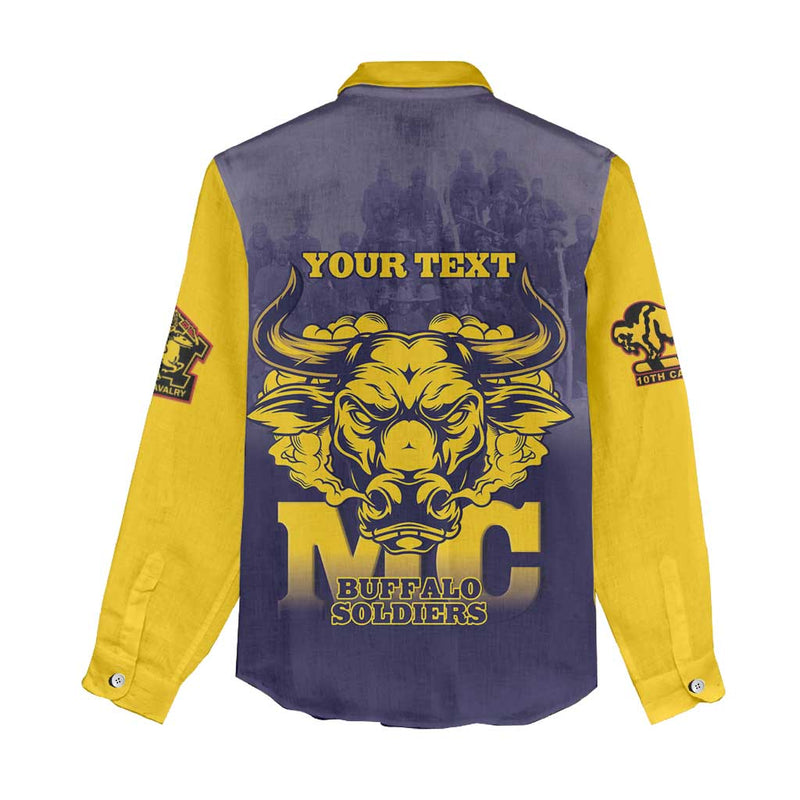 African American Buffalo Soldier We Can We Will - Navy Blue Women Casual Shirt