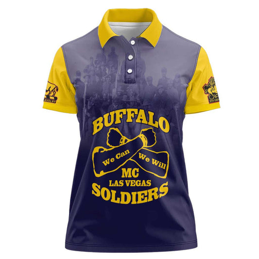 African American Buffalo Soldier We Can We Will - Navy Blue Women Polo Shirt