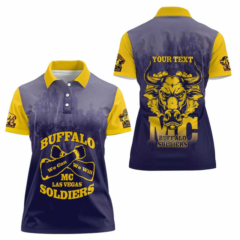 African American Buffalo Soldier We Can We Will - Navy Blue Women Polo Shirt