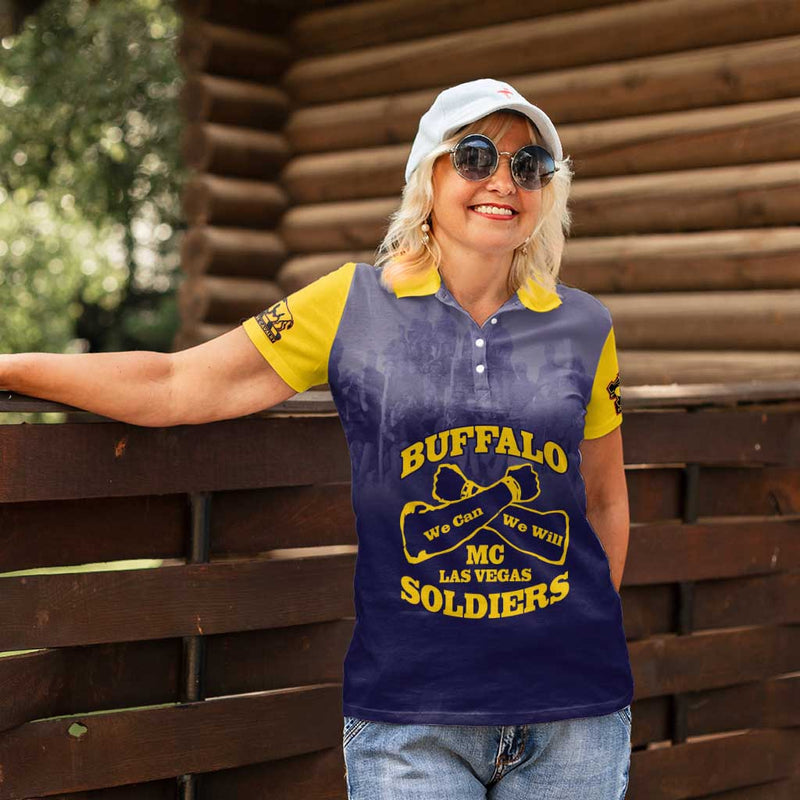 African American Buffalo Soldier We Can We Will - Navy Blue Women Polo Shirt