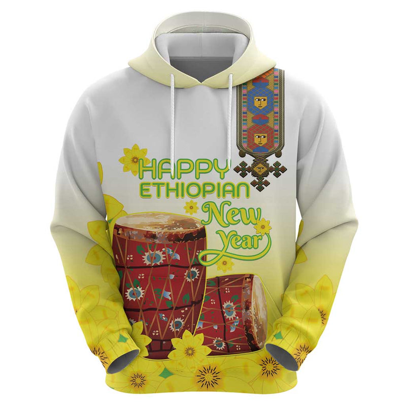 Ethiopian Enkutatash Kebero Drum With Adey Abeba Flower Hoodie