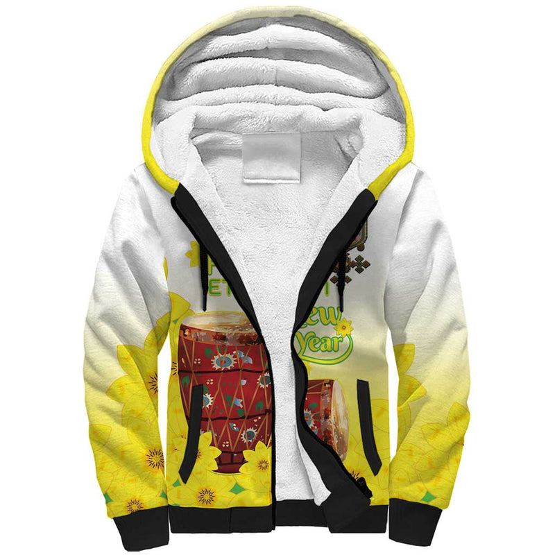 Ethiopian Enkutatash Kebero Drum With Adey Abeba Flower Sherpa Hoodie