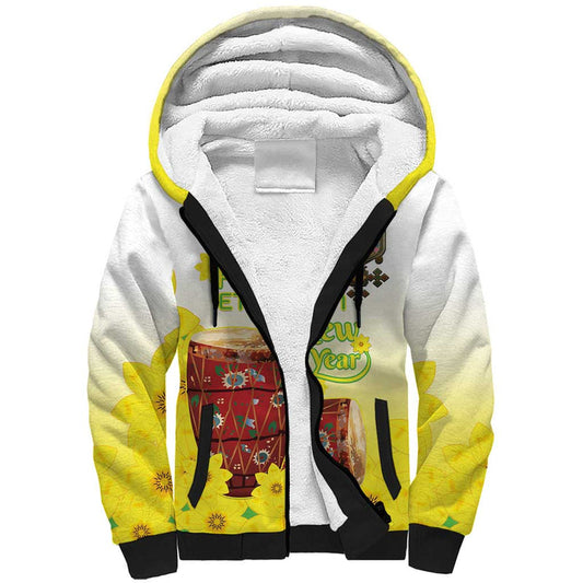 Ethiopian Enkutatash Kebero Drum With Adey Abeba Flower Sherpa Hoodie