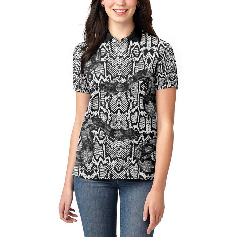 African Snake Skin Pattern Women Polo Shirt