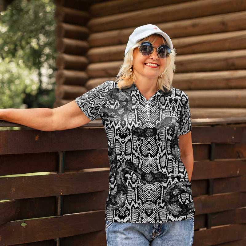 African Snake Skin Pattern Women Polo Shirt